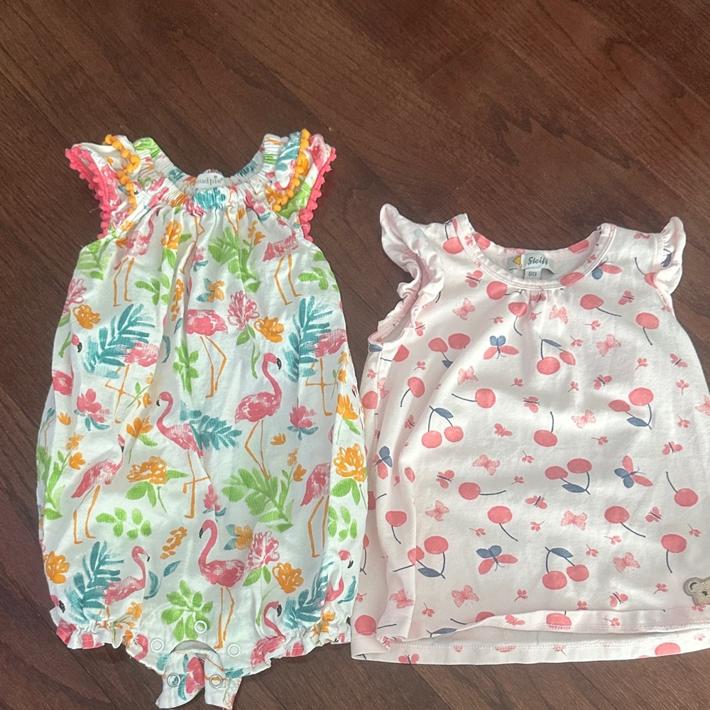 Colorful Flamingo and Cherry Baby Outfits